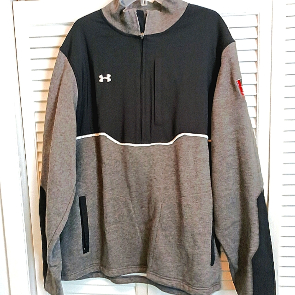 NWOT Under Armour Storm Black & Gray 3/4 Zip Team Pullover (2X Big & Tall)